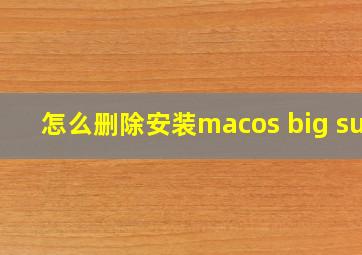 怎么删除安装macos big sur